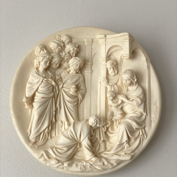 A. Santangela Other - A.SANTANGELA  RENAISSANCE STYLE PLATE ALABASTER WALL DECORE
